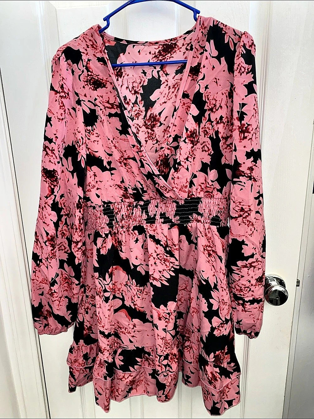 SHEIN Floral Mini Dress Pink & Black Size XL Like New